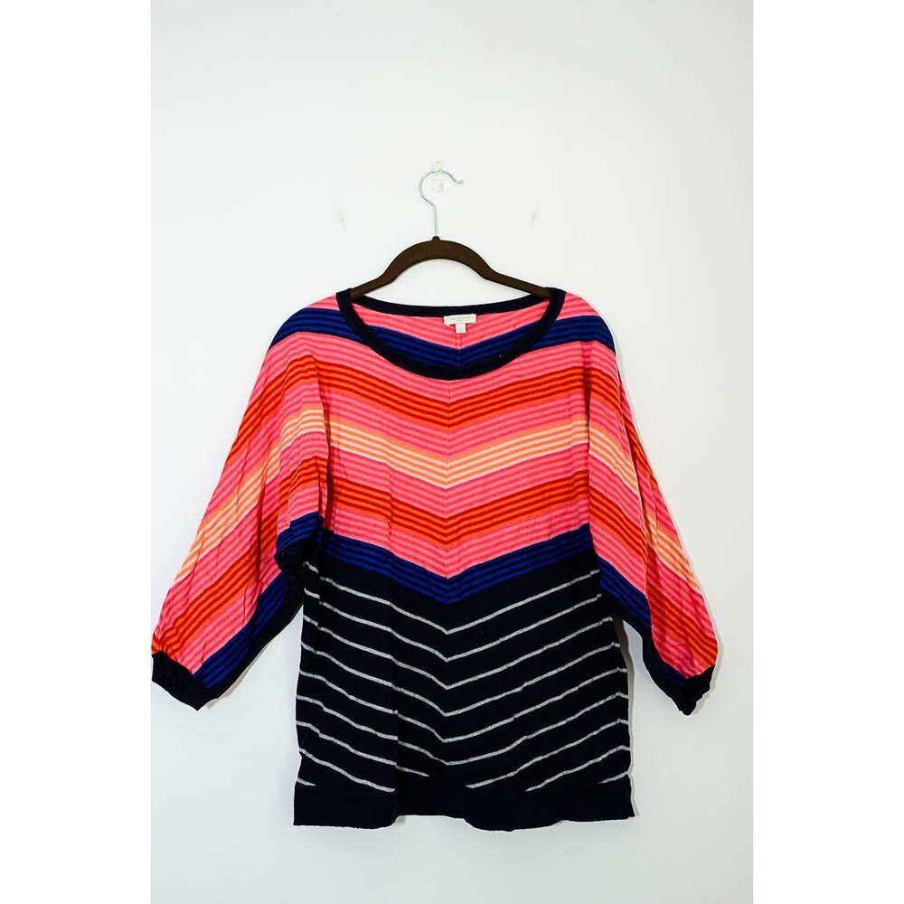 Talbots Sweater Top S Dolman Sleeve Chevron Striped Pullover Office Casual